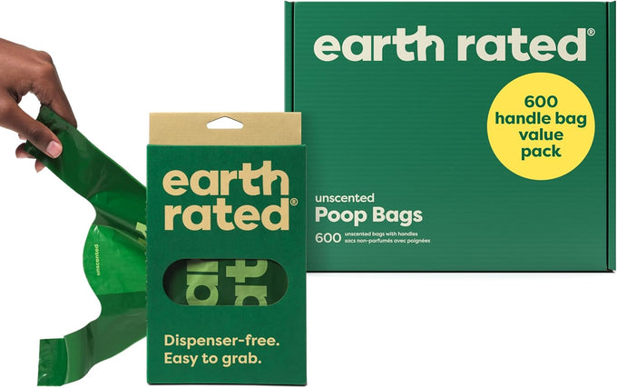 Earth Rated eco-friendly dog poop bags with handles, lavender scented, 120 count, 65% recycled plastic