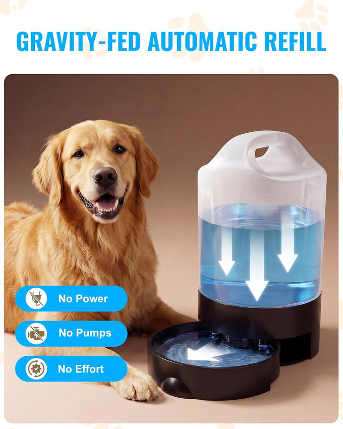 petnf dog water bottle portable 1 gallon (128oz) automatic gravity dog water bowl dispenser with pull-out drinking bowl