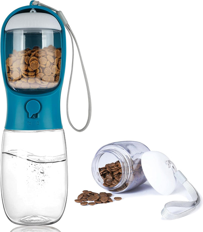 avelora dog water bottle with food container, 10oz/15oz/19oz leak proof pet water dispenser for walking hiking travel