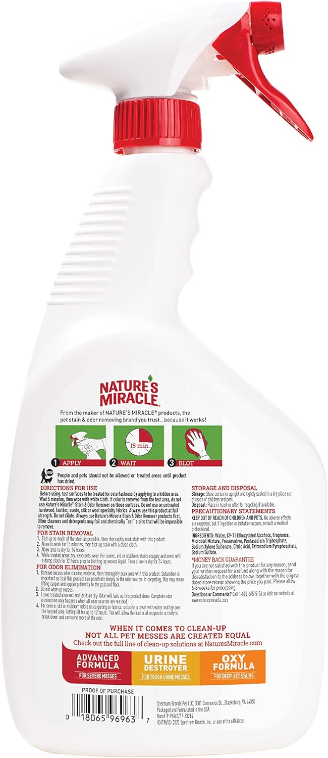 Nature's Miracle 32 Ounces Everyday Mess Enzymatic Odor Control Formula for Dog Stain and Odor Removal