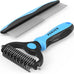 Docrok pet grooming combo with metal comb for detangling and dematting long fur on dogs and cats, blue