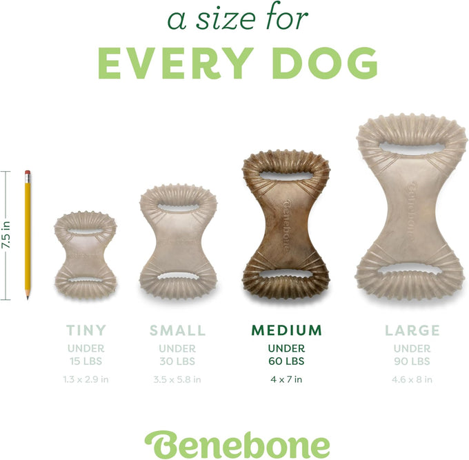 benebone dental durable dog chew toy medium real bacon made in usa
