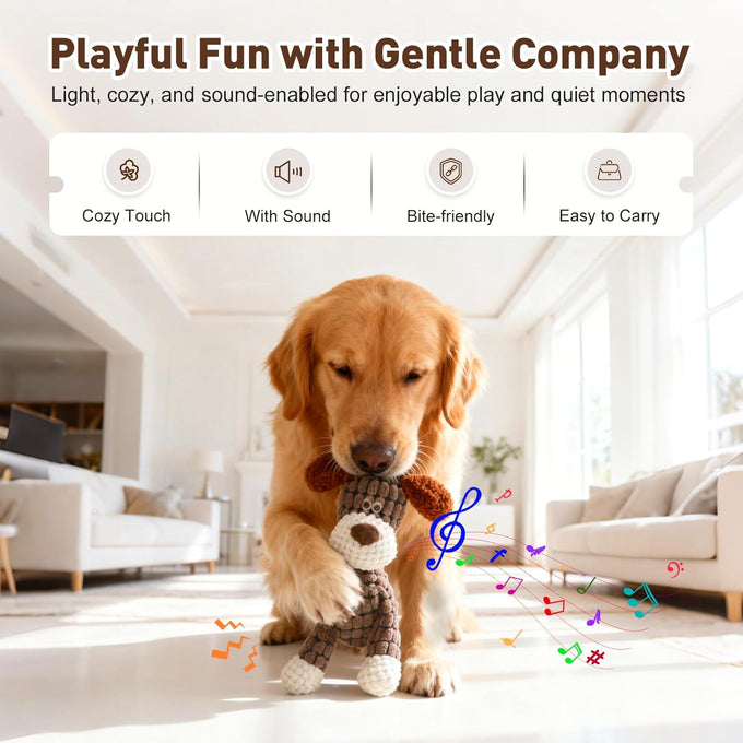 Brown Durable Dog Stuffed Toy for Aggressive Chewers, Interactive Squeaky Teething Toy for Small Medium Large Dogs Puppy