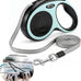 Retractable dog leash for 2 dogs with 360° swivel hook, one-button lock and ergonomic handle