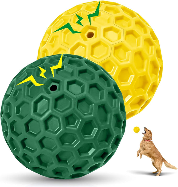 2-pack indestructible squeaky dog balls for aggressive chewers, large and medium breeds, outdoor rubber toys