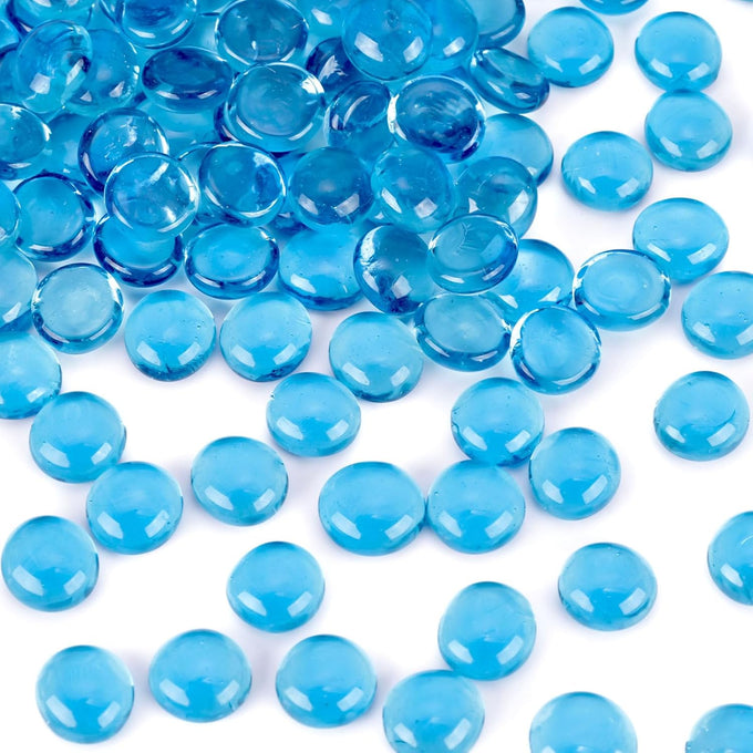Futureplusx 1LB blue mixed gemstone vase fillers beads decorative glass pebbles for aquarium decor
