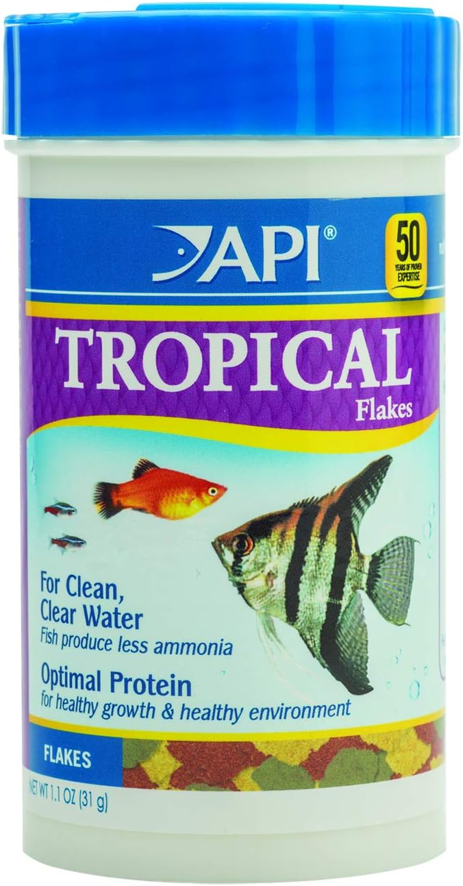 api tropical flakes fish food 1.1-ounce container for tropical community fish