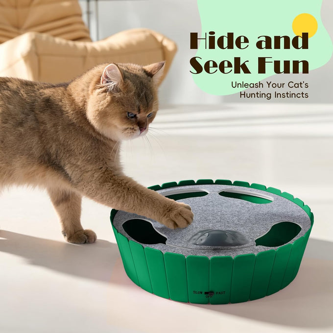 Pawaboo interactive cat toy with running mouse, electronic motion, automatic teaser for indoor cats, green