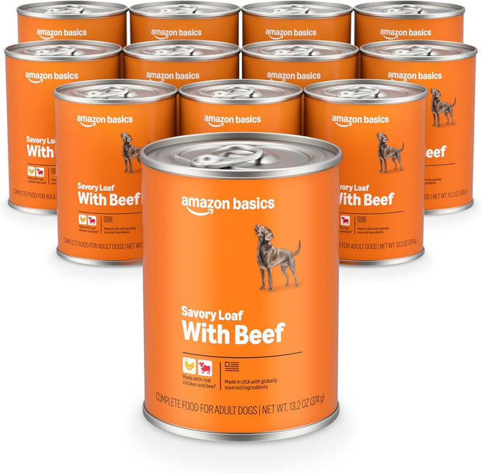 Amazon Basics Wet Dog Food, Cuts in Gravy Filet Mignon Flavor, 13.2 oz (12 Pack)