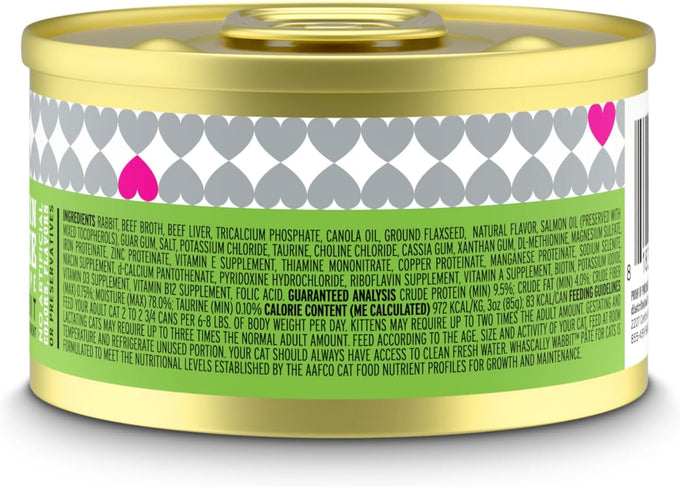 I and Love and You Whascally Wabbit Pâté Wet Cat Food - Rabbit Recipe, Grain Free, Filler Free, 3oz Pack of 4 Cans, 100% Natural