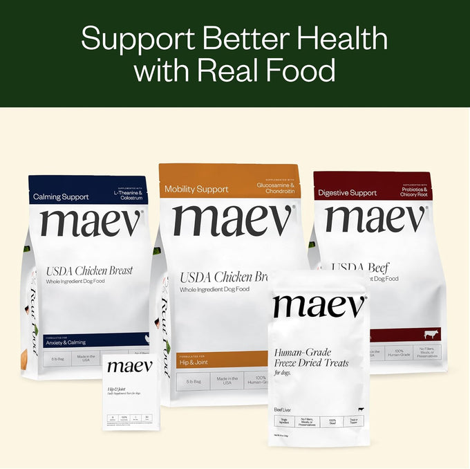 Maev 100% USDA Certified Single-Ingredient Freeze Dried Raw Beef Liver Dog Treats for Training & Sensitive Diets