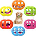 Hungdao 12-piece latex rubber squeaky dog toys, 6 colors, smile face emoticon, 100% safe for small medium pets