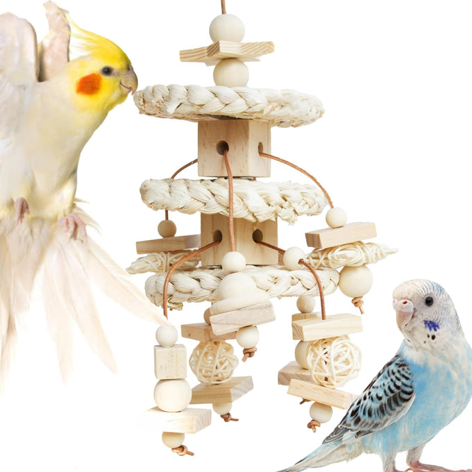 Natural bird toys for quaker parrot, lovebird, parakeet, cockatiel & conure - 100% natural, non-toxic, chew, shred & forage toys