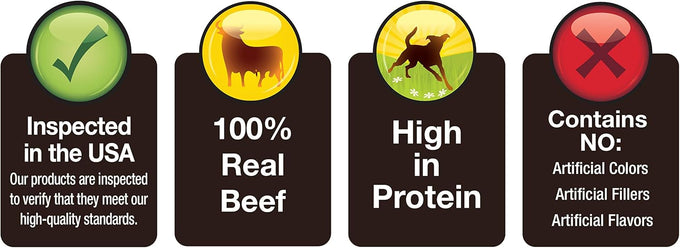 Cadet 100% Beef Strips Dog Treats, Single Ingredient, High Protein Rawhide Alternative for Small & Large Dogs, 8 Ounce