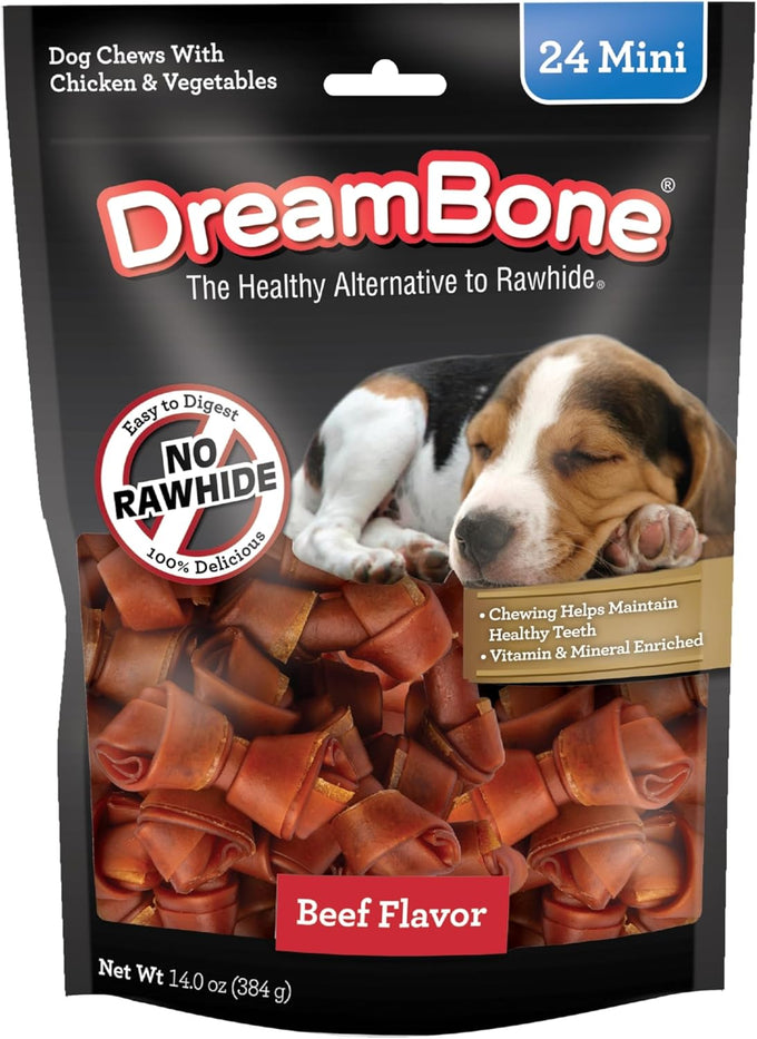 DreamBone Mini Rawhide-Free Chicken and Vegetable Dog Chews, 50 Count, Bone-Shaped