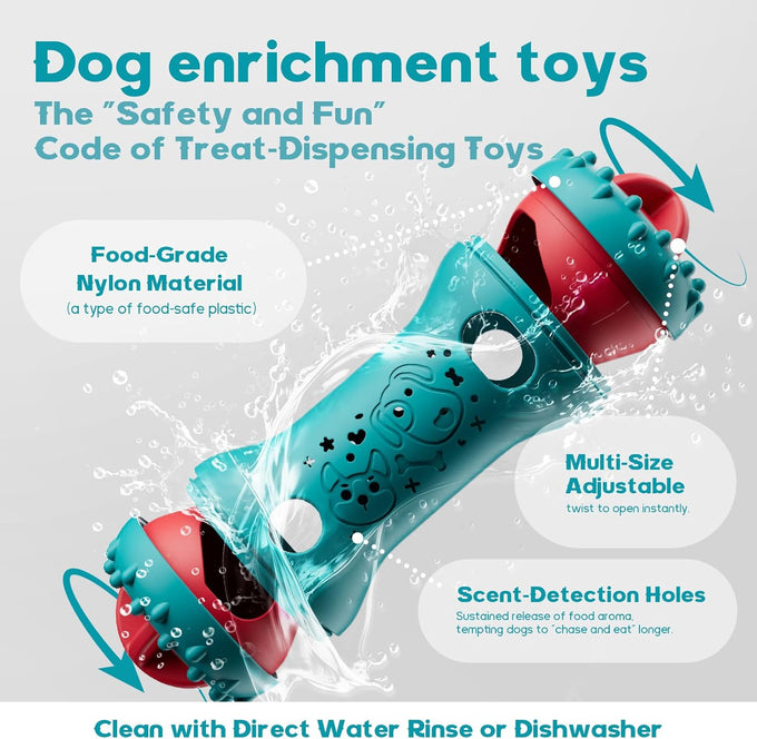 knitly rigid nylon adjustable treat dispensing dog toy for large and small breeds