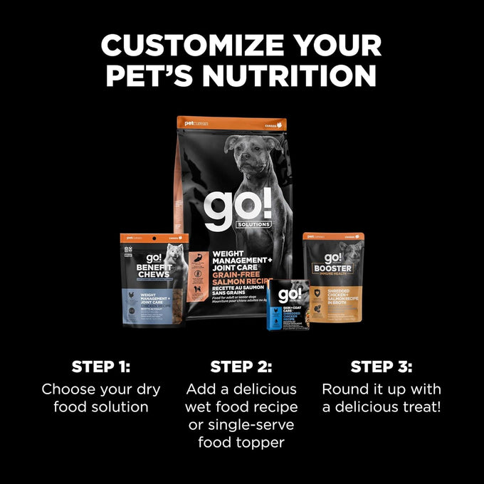 Go! Solutions Weight Management + Joint Care Salmon Grain-Free Dry Dog Food, Premium Kibble for Adults & Seniors with Added Glucosamine & Chondroitin for Healthy Mobility, 12 lb Bag