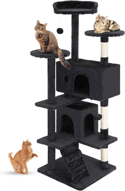 FDW 54 Inch Dark Gray Cat Tree Tower with Sisal Scratching Posts and Condos for Kittens and Adult Cats