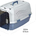 Amazon Basics sturdy gray and blue pet travel carrier for dogs and cats, 22.8"L x 15"W x 13"H