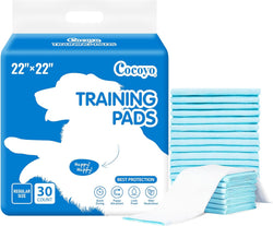 COCYO 30-count dog training pads with super absorbent technology for puppy potty training, leak-proof protection, and odor control