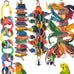 Bissap multicolored bagel parrot toy for conures, cockatiels, macaws, and similar sized pet birds