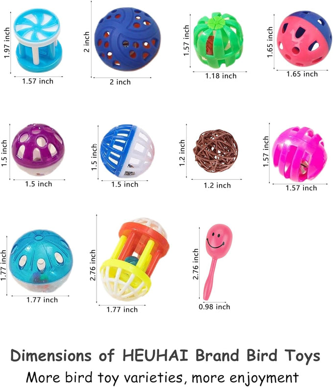 Parakeet and Parrot Bird Toys Set with Durable Bells and Vine Balls, Safe and Non-Toxic, 23-Piece Variety