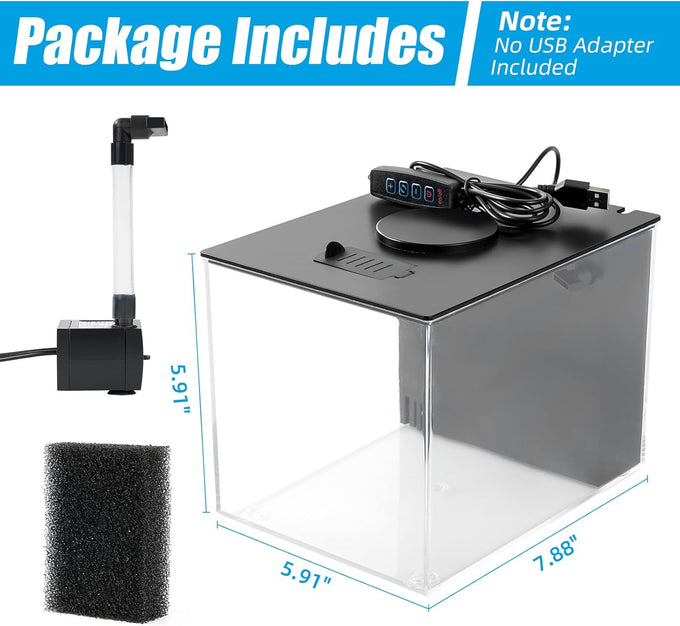 AquaNeat 1 gallon betta fish tank kit with LED light and self-cleaning water filter pump
