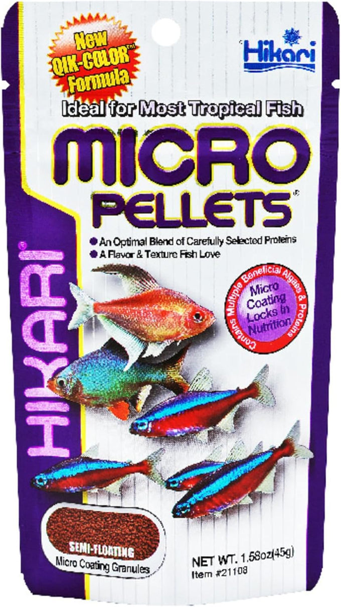 Hikari Tropical Micro Pellets for small-mouthed tropical fish, 1.58 Oz, pack of 2, 2 items, multi-colored granules