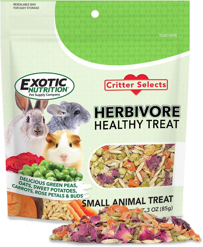Herbivore Treat for Chinchillas, Rabbits, and Small Pets - Healthy Natural Mix - 3 oz. Sweet Potatoes, Carrots, and Oats
