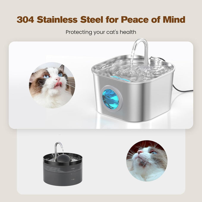 cat stainless steel water fountain 304 for cats/dog indoor automatic watering