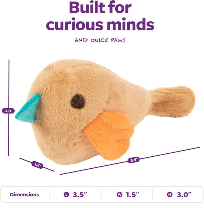 SmartyKat Chickadee Chirp Electronic Sound Cat Toy, Light Brown, One Size - Motion-Activated Bird Chirp