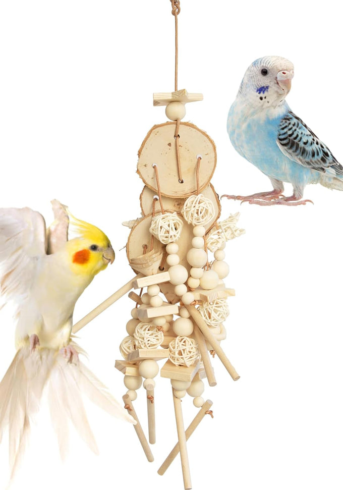 Natural bird toys for quaker parrot, lovebird, parakeet, cockatiel & conure - 100% natural, non-toxic, chew, shred & forage toys