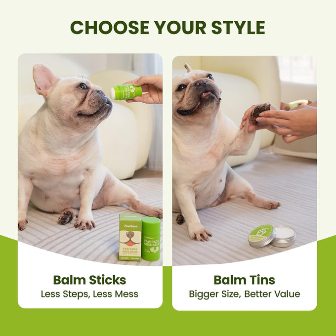 PawSono Lick-Safe Dog Paw & Nose Balm with Coconut Oil, 1.3 oz, All-Natural Moisturizer & Soother for Dry, Cracked Pads & Snout