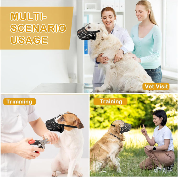 Soft, Breathable Dog Muzzle Suitable for Daily Use, Adjustable Basket Design Prevents Chewing and Biting