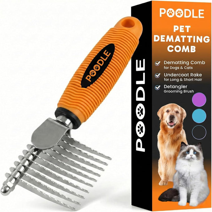 stainless steel poodle detangling pet comb with long and short teeth for dogs and cats grooming