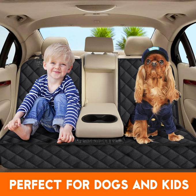 Yuntec black dog car seat cover for back seat protector fits most cars trucks SUVs with non-slip 600D oxford fabric