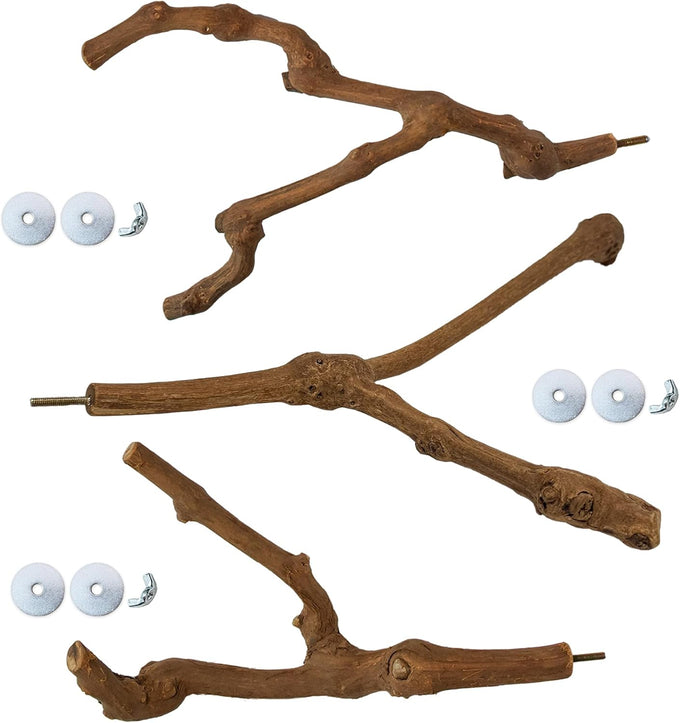 3PCS bird perch grape stick natural 100% safe non-toxic wild grapevine budgies cockatiels lovebirds