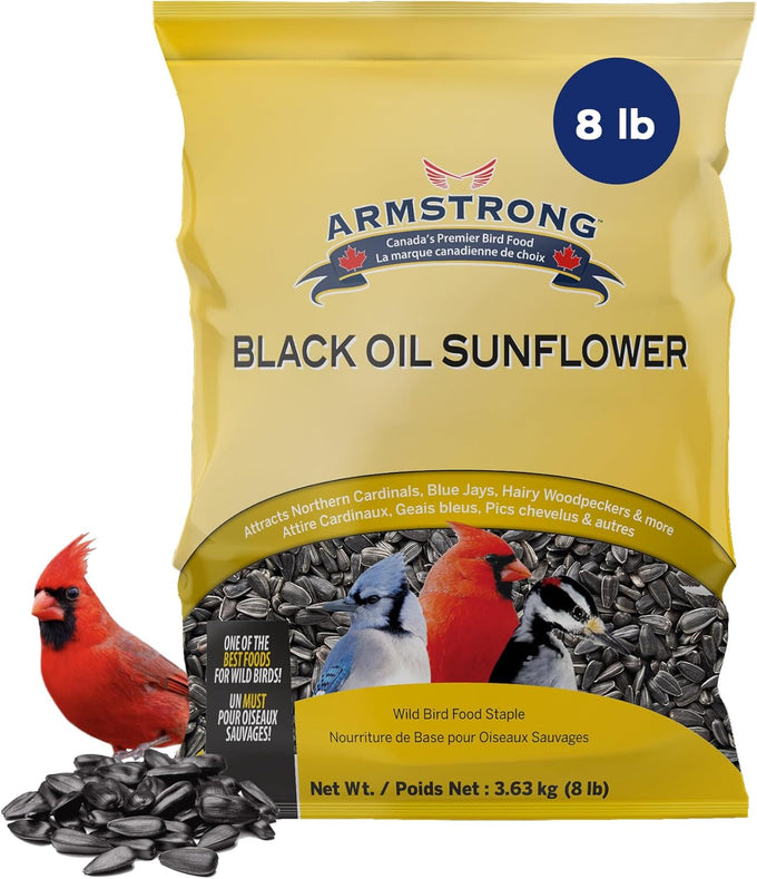 armstrong black oil sunflower bird seed, 35.3 pounds, northern cardinals, blue jays, hairy woodpeckers