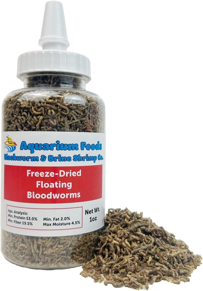 Grade A Freeze-Dried Bloodworms for Freshwater Fish, Marine Corals, and Baby Pond Fish in a 0.5oz Squeeze Bottle