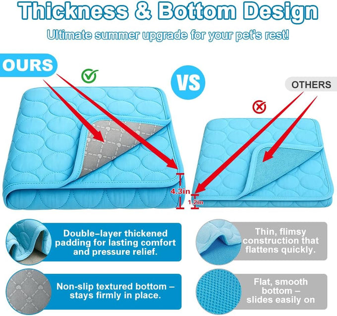 Upgraded Arc-Chill cooling dog bed mat, washable pet cooling pad for dogs & cats, 28x22 in, blue