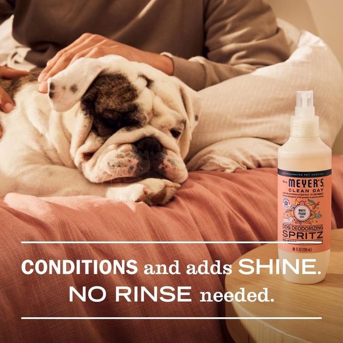 MRS. MEYER'S Clean Day Dog Deodorizing Spray, White Peach Scent, 8oz Gentle pH Balanced Formula for Dogs