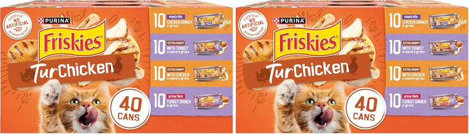 Purina Friskies TurChicken Turkey and Chicken Wet Cat Food Variety Pack with Meaty Bits, Prime Filets, and Extra Gravy, 48-count