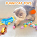 MeoHui 31Pcs Cat Ball Launcher Toy, 1 Gun, 30Pcs Plush Fuzzy Balls for Bored Indoor Cats