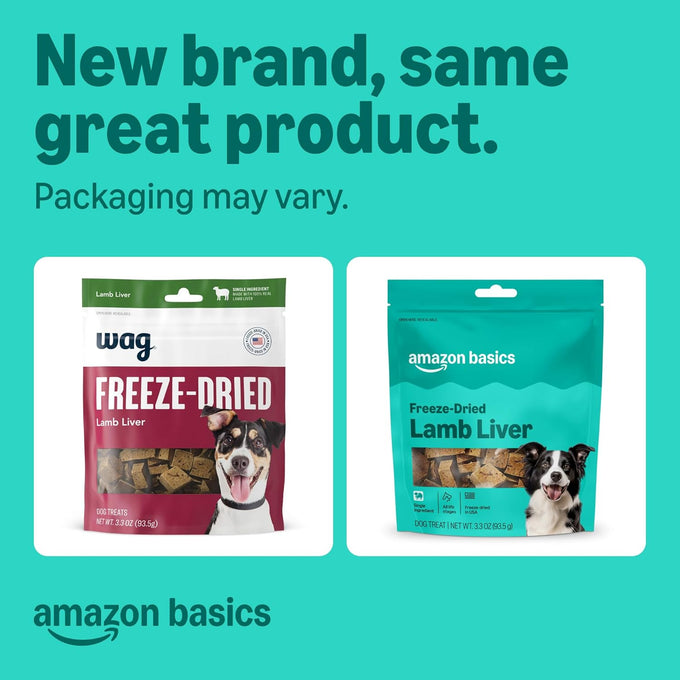 Amazon Basics 3.3oz Freeze-Dried Raw Lamb Liver Dog Treats, Grain-Free, Single Ingredient, High-Protein Snacks