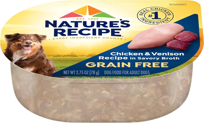 Nature's Recipe Grain-Free Chicken & Venison Wet Dog Food, 2.75oz (12-Pack)