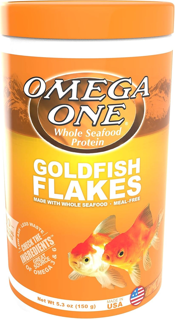 Omega One Goldfish Flakes, 5.3 oz, Natural Fish Food for Healthy Goldfish Color and Growth