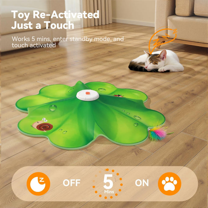 Feelnedy rechargeable cat toy with movable LED dot and feathers for indoor cat exercise and boredom prevention