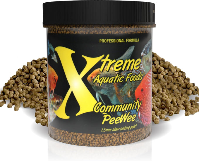 Xtreme Xtreme Community Peewee 1.5mm Pellets: USA Farm Grown, Slow Sinking for Community Fish, 5oz