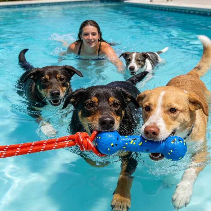 Expawlorer Floating Dog Toys 2 Pack, 7.9x2.4 inches ETPU Foam with Rope, for Water Fetch and Retrieving Games