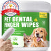 No-Rinse Dog Dental Care Wipes, 50-Count, Safe for Cats & Dogs, Removes Plaque & Tartar, Natural Ingredients, Gentle Finger Wipes